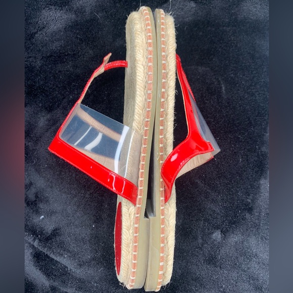 Frances Valentine Hannah red- clear pvc Espadrilles sandals shoes sz 8B - Picture 3 of 9